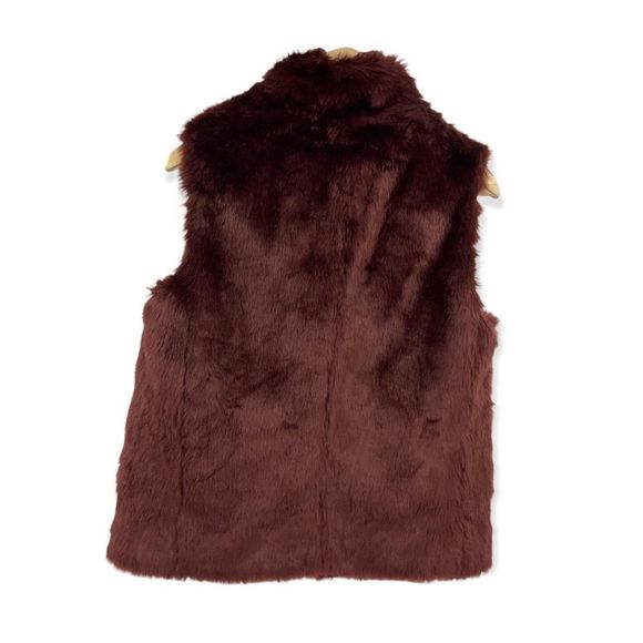 J. Crew Burgundy Faux Fur Vest Full Zip Size Small - Picture 8 of 11